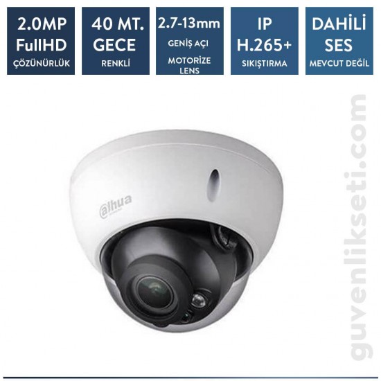 Dahua IPC-HDBW5241E-ZE-27135 2 MP H.265+ AI IR Dome Starlight Motorize Kamera(40m IR)